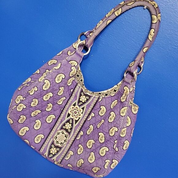 Vera Bradley Quilted Purple Paisley Carry All Shoulder Bag - Picture 3 of 15